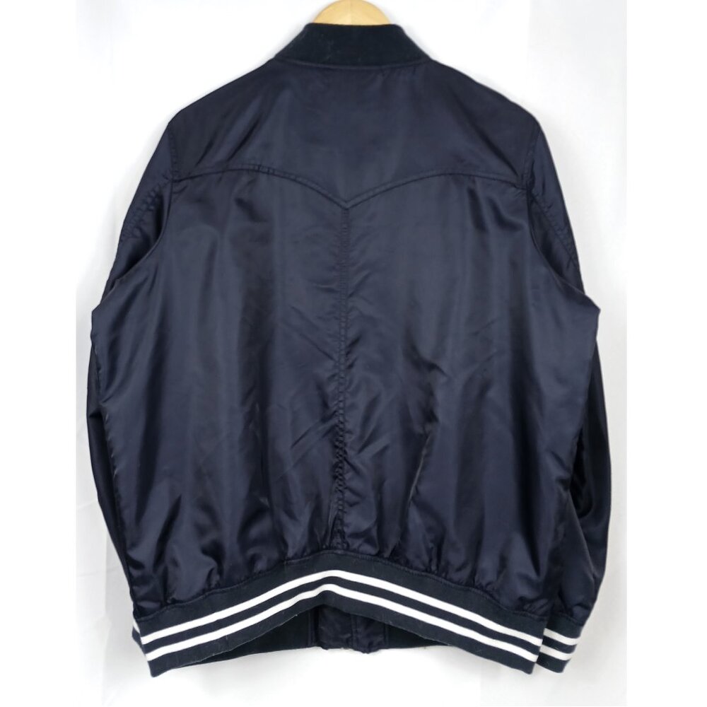 Levi's Retro Style Satin Look Bomber Jacket in Navy Blue Like New - Picture 5 of 9